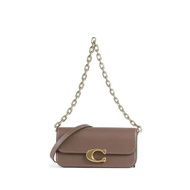 [Original Authentic with Packaging Box] COACH IDOL 23 Simple Magnetic Buckle Opening Closing Flap Chain Cow Leather Baguette Bag Handbag Shoulder Bag Women's Shoulder Bag 23CM Brown CP120