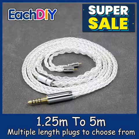 8 Core 99% 7n Pure Silver Palladium Earphone Cable For 0.78mm Flat Step JH Audio JH16 Pro JH11 Pro 5