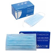 Medicos 3 Ply Surgical SUB MICRON Mask 50pcs (Ready Stock)--BLUE-BOX-BLUE COLOR ULTRASOFT Series