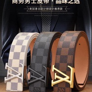 FE0B LV belt Men s new social spirit guy Plaid letter plain buckle high quality leather belt