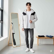 daily.sp3 Windproof Hooded Jacket Black And White Cool Style Popular Minimalist Design Lightweight S