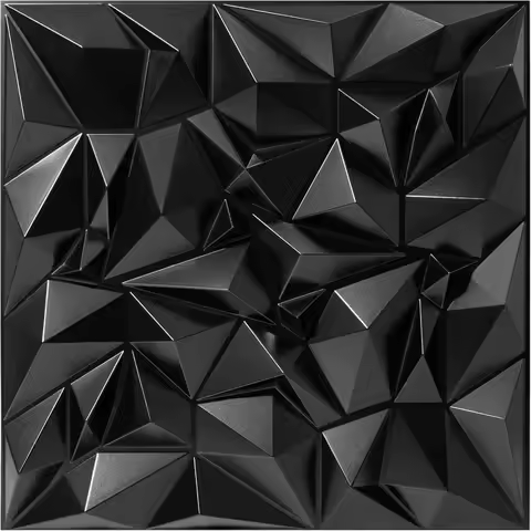 Acoustic Sound Diffuser Panels 19.7x19.7x1 inch 12 Pack Black PVC 3D Wall Panel for Recording Studio