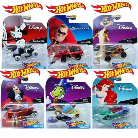 Mattel Hot Wheels Disney 6 Series 1/64 Pluto Anna Olaf Pumbaa Wall Elsa Belle Baymax Collectible Car