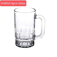 YASA.STORE1 [6PCS] 375ML ICE TEA COFFEE GLASS, CENDOL ED DAWET ICE TEA COFFEE/, OLD SCHOOL HANDLE GL