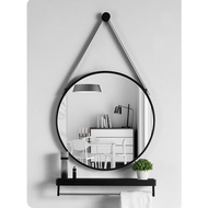 Wall-Mounted Mirror HD Round Mirror Punch Hanging Mirror Makeup Mirror Toilet Bathroom Bedroom Hanging Mirror Nordic