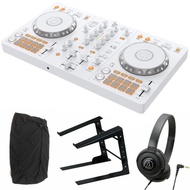 《6月下旬発売》 Pioneer DJコントローラー DDJ-FLX4-W (ホワイト) + ヘッドホン ATH-S100 + PCスタンド + ダストカバー セット 【DDJ-400 後続機種】