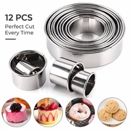 Stainless Steel Cookie Cutter Round Mould Biscuit Ring Baking Tools Acuan Kuih Pastry Dough