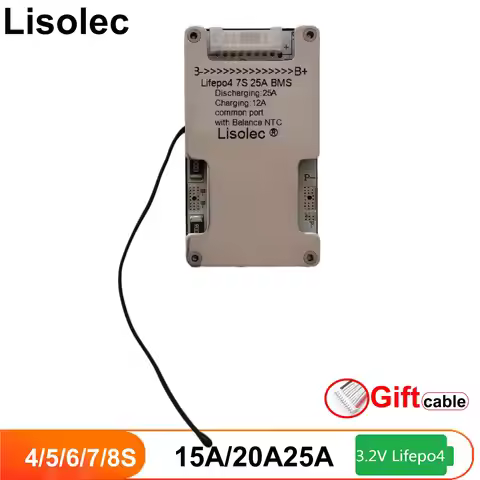 Lifepo4 4S 5S 6S 7S 8S BMS 12V 18V 21V 24V LFP 15A 20A 25A Protection Board with Balance NTC Charge 