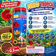 Tropical turbo fish food pellets for small ornamental fish, betta fish, guppy, molly, etc.