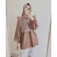 BLOUSE COMBINATION BROCADE MOSCREPE COKIES VEST