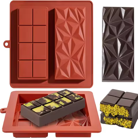 Rectangle Chocolate Bar Molds Non-stick Dessert Molds with Hanging Holes for Baking Energy Bars Duba