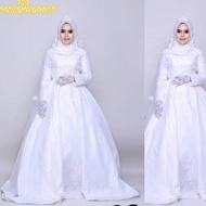 AIDATU White ball gown wedding dress muslimah (long sleeve)