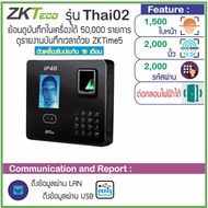 ZKTeco Thai02/iF40 เครื่องสแกนใบหน้า ลายนิ้วมือ บันทึกเวลาทำงานและเปิดประตู พร้อมชุดกลอน HIP สำหรับป