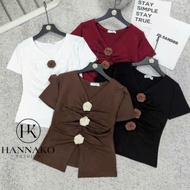 Hannako-Fashion 209 T-shirt with embossed flowers baju perempuan baju t shirt perempuan baju perempu
