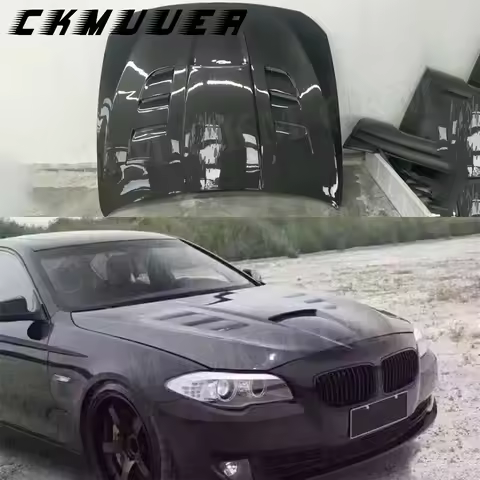 CKMUUER for BMW 5 Series F10 520i 525i 530i 535i 2012-2017 Carbon Fiber Front Engine Hood Bonnet Ven