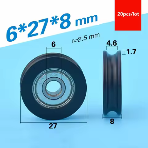 20pcs U groove Plastic coated bearing 626ZZ 6*27*8 mm door window drawer 3D printer roller wheel nyl