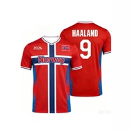 7.24-2026 Norwegian Football Jersey Red Blue Flag Printed Football V-Neck Shirt Breathable Quick-Dry