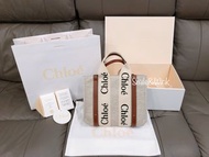 SALE折扣款！歐洲代買✈️焦糖色現貨Chloe Woody Tote Small 小型無背帶 帆布托特包 手提包 深藍 全新正品