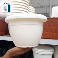 Pot Bunga Putih Plastik Awet Kuat Tebal Premium Tantos Diameter 35CM Pot Kembang Putih Pot Tanaman T