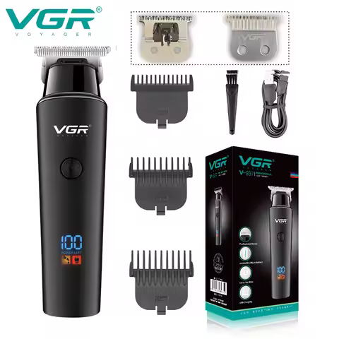 VGR Hair Trimmer 0mm Hair Clipper LED Display Hair Cutting Machine Professional Electric Rechargeabl