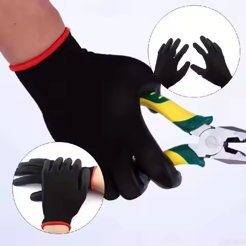 10 Pairs Durable Safety Gloves - Anti-Slip, Wear-Resistant, ESD Protection for Gardening & Woodworki