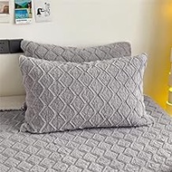 Zhiyuan Set of 2 Faux Fur Bed Pillowcases Fuzzy Plush 3D Wave Pillow Shams