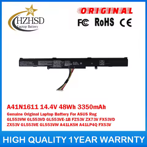 A41N1611 14.4V 48Wh 3350mAh Genuine Original Laptop Battery For ASUS Rog GL553VW GL553VD GL553VE-1B 