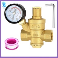 Water Pressure Regulator 1/2 Inch with Gauge Hardness Brass Adjustable Water Pressure Reducing Valve
