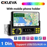 EKLEVA MP3เพลงสเตอริโอแบบออโต้ในรถ1Dinวิทยุในแผงหน้าปัดในรถแบบ Type-C ชาร์จได้ระบบบลูทูธ FM/USB/SD/A