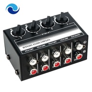 4 Channel Stereo Audio Mixer Support RCA Input and Output Mini Passive Stereo Mixer with Separate Volume Controls