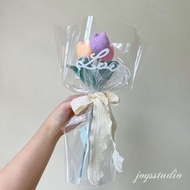 100% Handmade Crochet Flower Crochet Tulip / 3 IN 1 Bouquet Crochet Tulip with Packaging and Card