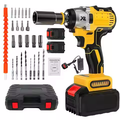 1/2" Cordless Impact Wrench 20V Brushless Driver Drill Torque 280 ft-lbs 380N.m 30-Piece Toolbox 2x3