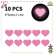 SUHU 10Pcs/ Set Car Heart PVC Decal, 6*5cm / 2.3*1.9 Inches Pink Pink Heart Reflective Stickers, PVC Heart Shape Motorcycle Bicycle Bumper Sticker for Car Window Decals