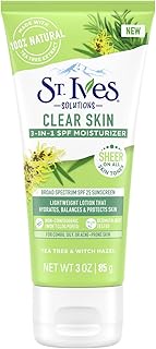 St. Ives Clear Skin Lotion - 3-in-1 SPF 25 Face Moisturizer for Acne Prone, Oily, or Combo Skin, Lig