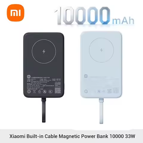 Xiaomi Magnetic Portable External Battery 10000mAh Power Bank with Built-in USB-C Cable, 33W Fast Ch