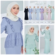 Baju Kurung Eyelet Alexa! Alexa Flower Cotton Blouse & Satin Skirt Set! Kurung Moden! Baju Raya!! Ku