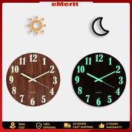 [emerit] 12" / 30CM Jam Dinding Bercahaya Wall Clock Glow In The Dark Silent Quartz Indoor Bedroom W