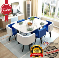 [FREE SHIPPING] SET MEJA MAKAN 6 SEATER DINING SET ARTIFICIAL MARBLE JIMAT RUANG