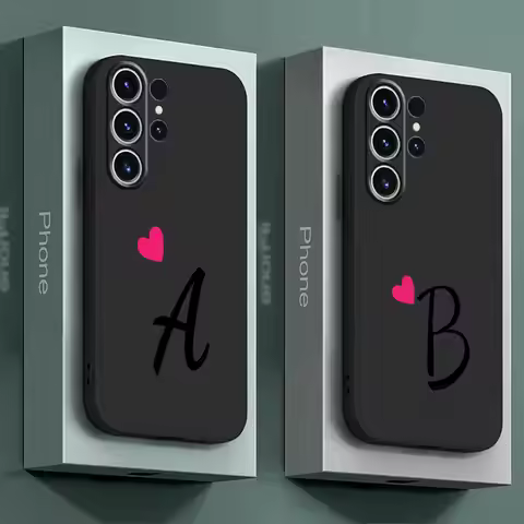Phone Case for Samsung Galaxy S20 S24 Ultra S21 5G S23 Ultra S22 Plus S21 FE Initial Letter A-F Love