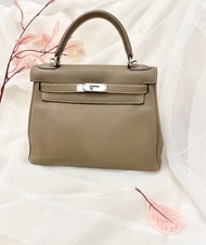 Hermes Kelly 28 大象灰銀扣