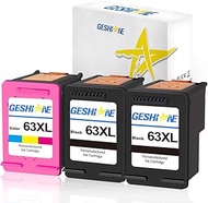 GESHINE 63XL 63 XL Remanufactured Ink Cartridge Replacement for HP 63XL High Yield Used for HP 4520 4516 Officejet 4650 3830 3831 4655 Deskjet 2130 2132 3630 3633 3634 Printer(2 Black, 1 Tri-Color)