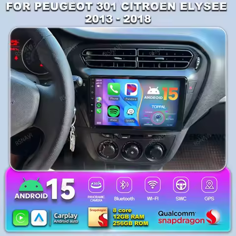 Car Radio Android 15 For Peugeot 301 Citroen Elysee 2013 - 2015 2016 2017 2018 Snapdragon Navigation