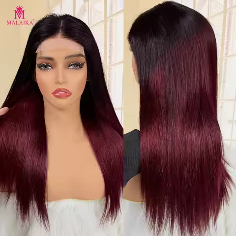 20Inch 4X4 Frontal Lace Human Hair Wigs 100% 99J Virgin Unprocessed Women Wigs 300% Density Bone Str