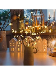 1入組20顆led櫻花樹景觀燈,適用於家庭花園&amp;城市裝飾,婚禮生日情人節節日宴會的室內外照明,暖白色