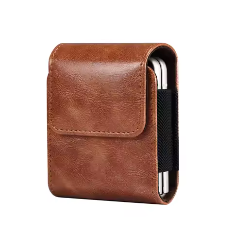 Leather Belt Clip Case Waist Bag Cover For Moto Razr 60 50 40 Ultra 5G 2025,Tecno Honor Magic V Oppo