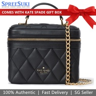 Kate Spade Handbag In Gift Box Quilted Leather Carey Trunk Crossbody Bag Black # KB563
