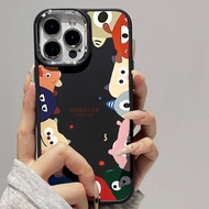 Casing for iPhone 12 13Promax 15Promax 7plus 8 7 8plus 6plus 14 15 X XR XS MAX 12Promax 11Promax 11 Cartoon Monster Metal Photo Frame Drop Protection Soft Case