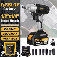 ⮞🀣keelat 2 In 1 Cordless Impact Wrench Battery Electric Wrench Drill Gun Driver Ratchet 1/2 " 1/4 " Milwaukee Screwdriv