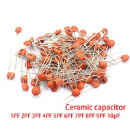 100pcs Ceramic capacitor 50V 1PF 2PF 3PF 4PF 5PF 6PF 7PF 8PF 9PF 10pF