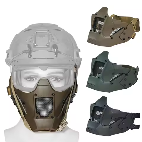 BOOIU Tactical Half Face Mask Metal Steel Breathable Paintball Airsoft Hunting Mesh Mask CS Protecti